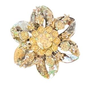 Vintage Rhinestone Flower Brooch As-Is Estate Find Wisconsin Farmhouse